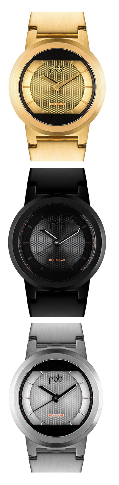 PowerWatch WATCH NEWS|FOB PARIS/フォブ パリ|(上)レッド ソーラー ゴールド/(中)レッド ソーラー ブラック/(下)レッド ソーラー シルバー