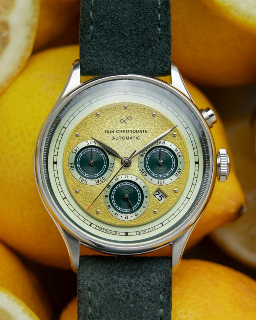 About Vintage 1564 Chronodate Automatic Limoncello