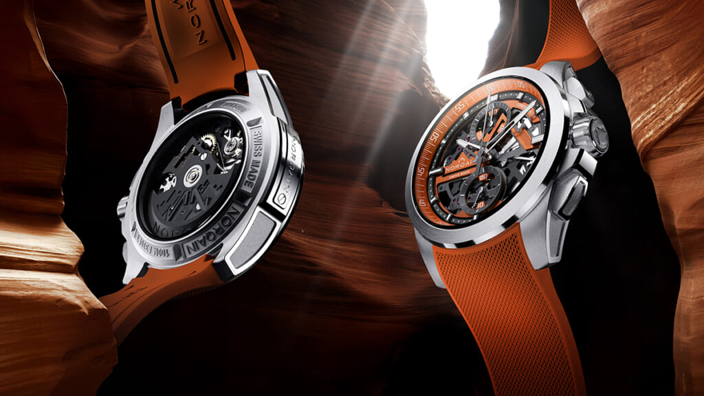 ノルケイン(NORQAIN)インディペンデンス スケルトン クロノ 42mm オレンジカラー