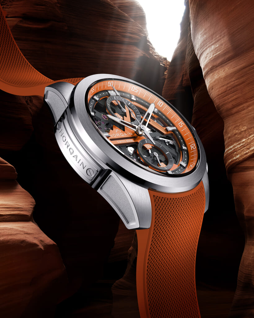 ノルケイン（NORQAIN）インディペンデンス スケルトン クロノ 42mm オレンジカラー