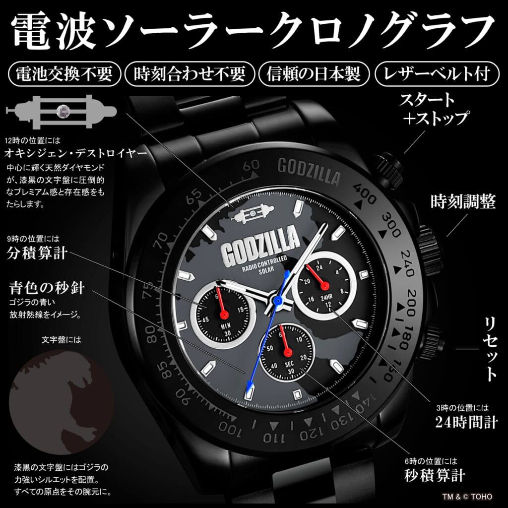 ゴジラ プレミアム限定モデル 電波ソーラークロノグラフウォッチ